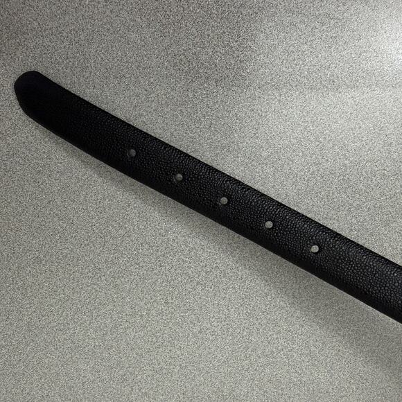 Lauren Ralph Lauren Leather Belt Womens Large Black Goldtone Buckle Pebble Charm - Picture 6 of 9